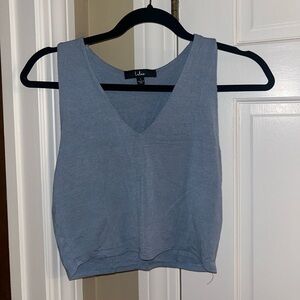 Lulu's Blue Fitted Crop Tank Top